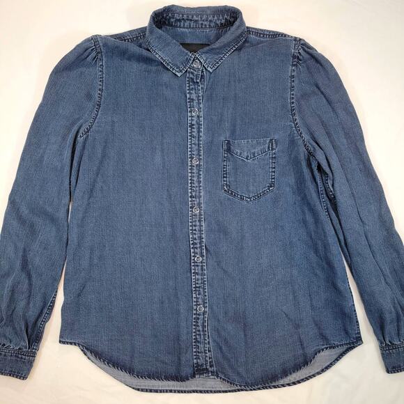 Rails Madelyn Dark Vintage Denim Snap Button Shirt in Pacific Wash - Picture 1 of 10